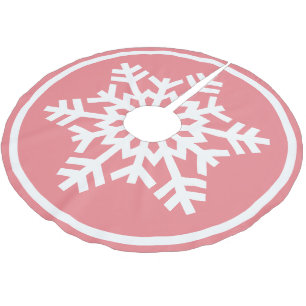 Witte Sneeuwvlok op Licht Blush Koraal Roze Kerstboom Rok