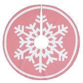 Witte sneeuwvlok op licht Blush koraalroze Kerstboom Rok (Voorkant)