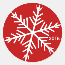 Witte sneeuwvlok op rode Gepersonaliseerd Sticker