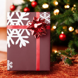 Witte Sneeuwvlok op Rode Vakantie Gift Cadeaupapier