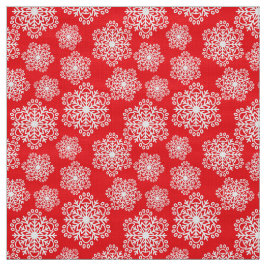 Witte sneeuwvlok op rood met pootprintpatroon stof