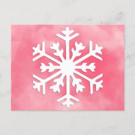 Witte sneeuwvlok op roze Waterverf Achtergrond Briefkaart