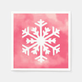 Witte sneeuwvlok op roze Waterverf Achtergrond Servet (Voorkant)