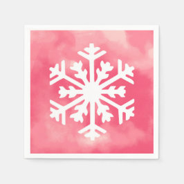 Witte sneeuwvlok op roze Waterverf Achtergrond Servet
