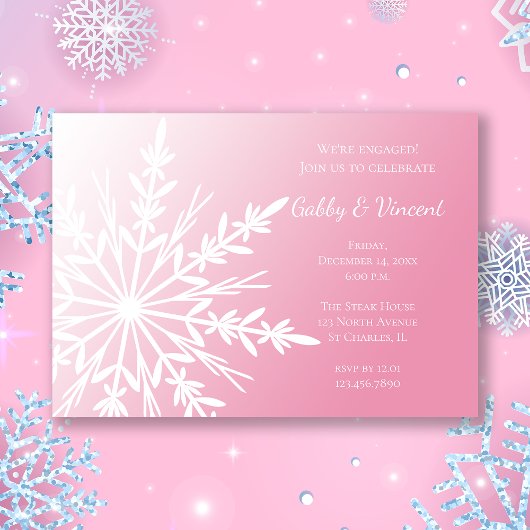 Witte sneeuwvlok op roze winterfeest kaart