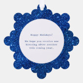Witte sneeuwvlok op Sparkly Blue Faux Glitter Foto Ornament Kaart (Achterkant)