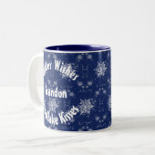 Witte sneeuwvlok op Traditional Blue Mok (Voorkant links)