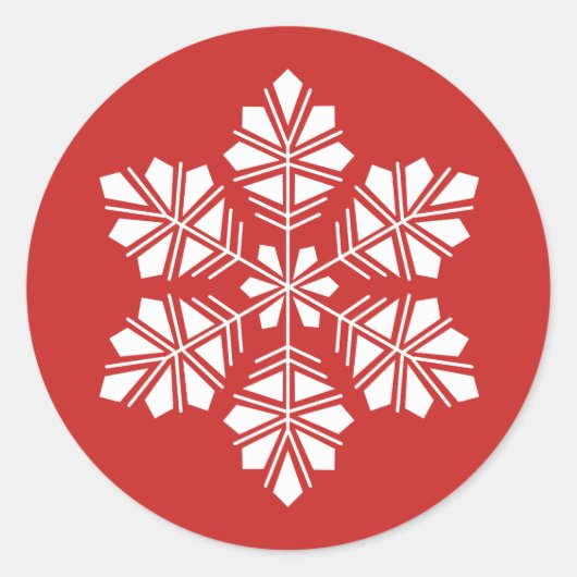 Witte sneeuwvlok op vakantie rood Kerst sticker (Voorkant)