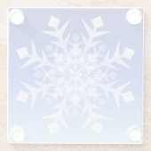 Witte sneeuwvlok op vallende sneeuw glazen onderzetter (Achterkant)