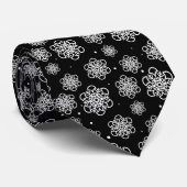 Witte sneeuwvlok op zwart met visschalen stropdas (Opgerold)