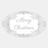 Witte sneeuwvlok ovale sticker (Voorkant)