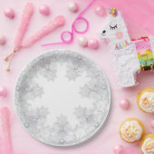 Witte sneeuwvlok papieren bordje (Feest)