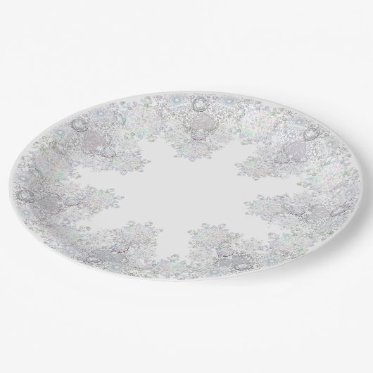 Witte sneeuwvlok papieren bordje (Gekanteld)