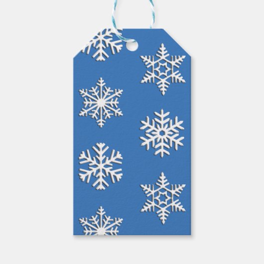 Witte sneeuwvlok print,  achtergrond cadeaulabel (Voorkant)