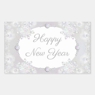 Witte sneeuwvlok rechthoekige sticker