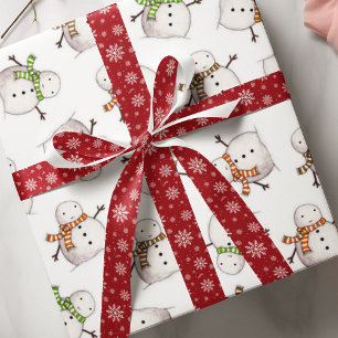 Witte Sneeuwvlok Rode Achtergrond Kerstpatroon Satijnen Lint