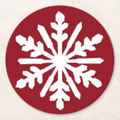 Witte sneeuwvlok ronde kartonnen onderzetter (Voorkant)