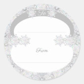 witte sneeuwvlok ronde sticker (Voorkant)