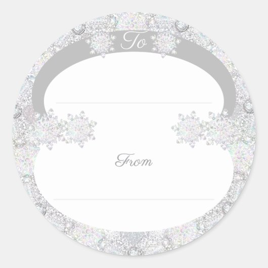 witte sneeuwvlok ronde sticker (Voorkant)