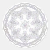 Witte sneeuwvlok ronde sticker (Voorkant)