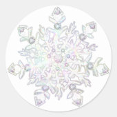 Witte sneeuwvlok ronde sticker (Voorkant)