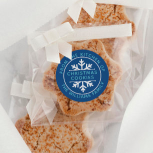 Witte sneeuwvlok uit de keuken-kerstbakken ronde sticker