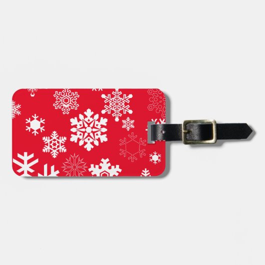 Witte sneeuwvlokken -  achtergrondkleur bagagelabel (Voorkant horizontaal)