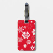 Witte sneeuwvlokken -  achtergrondkleur bagagelabel (Achterkant verticaal)