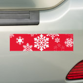 Witte sneeuwvlokken -  achtergrondkleur bumpersticker (Op auto)