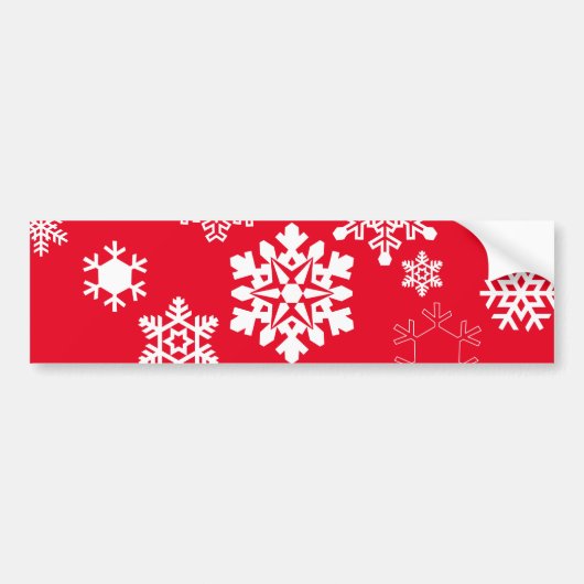 Witte sneeuwvlokken -  achtergrondkleur bumpersticker (Voorkant)