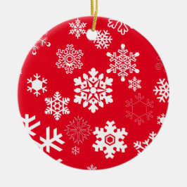 Witte sneeuwvlokken - achtergrondkleur keramisch ornament