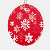 Witte sneeuwvlokken - achtergrondkleur keramisch ornament (Links)