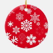 Witte sneeuwvlokken - achtergrondkleur keramisch ornament (Achterkant)