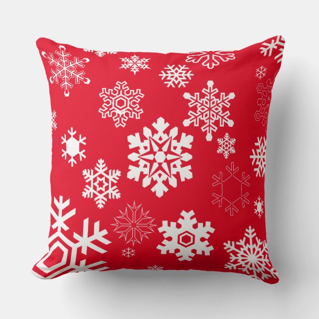 Witte sneeuwvlokken -  achtergrondkleur kussen (Voorkant)