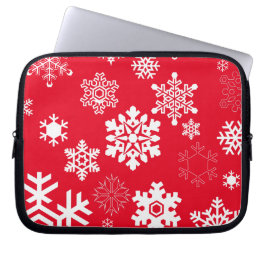 Witte sneeuwvlokken - achtergrondkleur laptop sleeve