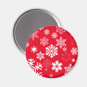 Witte sneeuwvlokken - achtergrondkleur magneet (Voorkant / Achterkant)