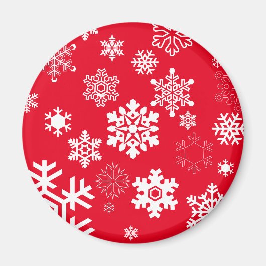 Witte sneeuwvlokken - achtergrondkleur magneet (Voorkant)