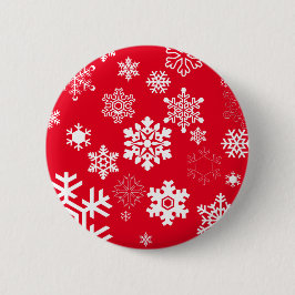 Witte sneeuwvlokken - achtergrondkleur ronde button 5,7 cm