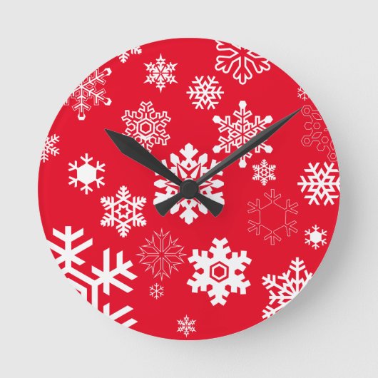 Witte sneeuwvlokken - achtergrondkleur ronde klok (Voorkant)