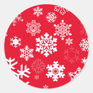 Witte sneeuwvlokken - achtergrondkleur ronde sticker