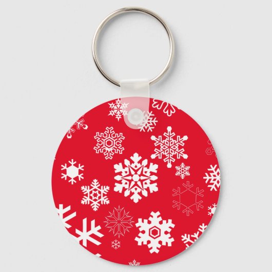 Witte sneeuwvlokken -  achtergrondkleur sleutelhanger (Voorkant)