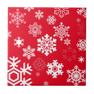 Witte sneeuwvlokken -  achtergrondkleur tegeltje