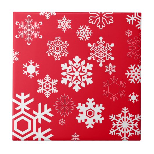 Witte sneeuwvlokken - achtergrondkleur tegeltje (Voorkant)