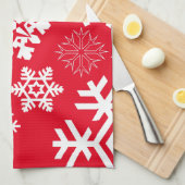 Witte sneeuwvlokken - achtergrondkleur theedoek (Quarter Fold)