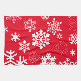 Witte sneeuwvlokken - achtergrondkleur theedoek