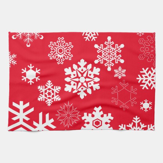 Witte sneeuwvlokken - achtergrondkleur theedoek (Horizontaal)