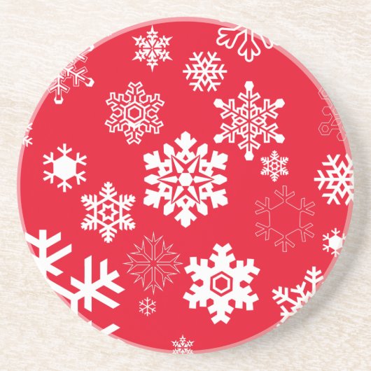 Witte sneeuwvlokken -  achtergrondkleur zandsteen onderzetter (Voorkant)