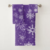 Witte Sneeuwvlokken Amethist Paarse Bad Handdoek (Insitu)