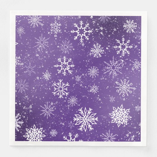 Witte Sneeuwvlokken Amethist Paarse Servet (Voorkant)