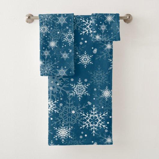 Witte sneeuwvlokken bad handdoek (Insitu)